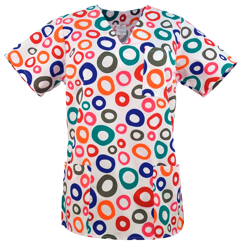 Bluza damska medyczna kolor druk model WB-4020C